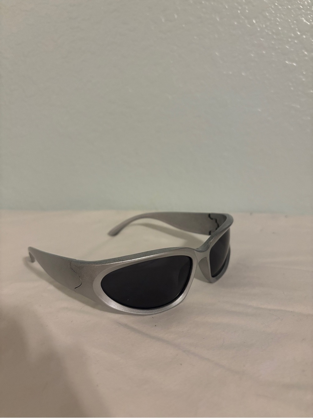 Women's 2000s Silver Sunglasses with Dark Lenses